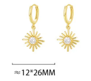 Pendientes de plata de ley chapado en oro 18k.