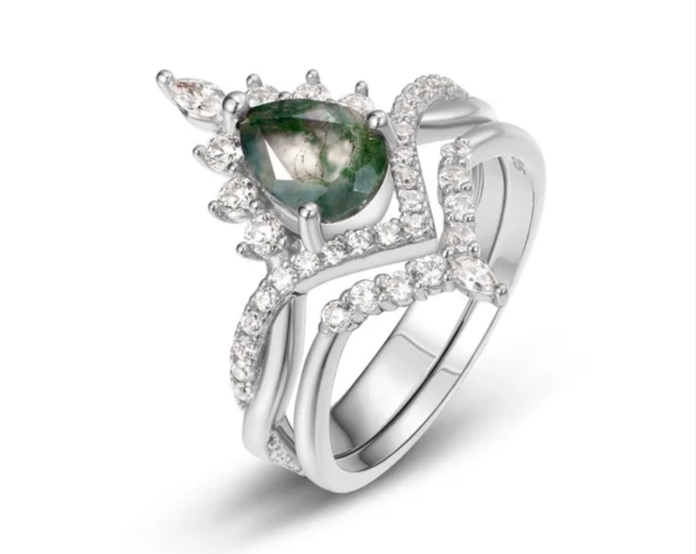 Anillo de ágata verde