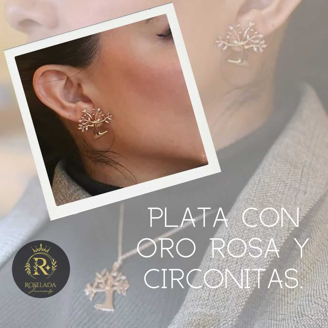 Colgante del arbol de la vida de plata de ley 925 chapado en oro rosa.