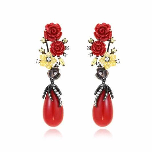 Pendientes de Concha de Coral Rojo